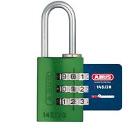 ABUS Candado de combinación 145/20 verde - candado para maletas, taquillas y mucho más - candado de aluminio - código numérico personalizable - nivel de seguridad ABUS 3