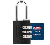 ABUS Candado de combinación 145/20 negro - candado para maletas, taquillas y mucho más - candado de aluminio - código numérico personalizable - nivel de seguridad ABUS 3
