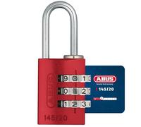 ABUS Candado de combinación 145/20 rojo - candado para maletas, taquillas y mucho más - candado de aluminio - código numérico personalizable - nivel de seguridad ABUS 3