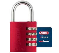 ABUS Candado de Combinación 145/40 - Cuerpo de Aluminio, Nivel de Seguridad | Cerradura roja con código de 4 dígitos para maletas, taquillas y armarios. Resistente a corrosión y con arco de resorte.