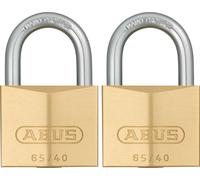 ABUS Candado de latón 65/40 - juego de 2 unidades, cierre igualado - candado para bodegas, taquillas y mucho más - cuerpo del candado de latón - arco de acero endurecido - nivel de seguridad ABUS 5