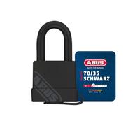 ABUS Candado de latón 70/35 - resistente a la intemperie - cuerpo de candado de latón - revestimiento de plástico resistente a impactos - nivel de seguridad ABUS 4 - negro