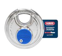 ABUS Candado Diskus® 24IB/60 de acero inoxidable - con protección integral de 360° - para garantizar la seguridad en climas adversos - 05584 - nivel de seguridad ABUS 7 - plateado/azul