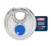 ABUS Candado Diskus® 24IB/70 de acero inoxidable - con protección integral de 360° - para garantizar la seguridad en climas adversos - 02050 - nivel de seguridad ABUS 8 - plateado/azul
