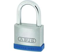 ABUS Candado Silver Rock 5/50 de zinc macizo - con marco de protección de silicona - Cerradura de sótano y otros m - Nivel de seguridad ABUS 7 - Azul/Plata