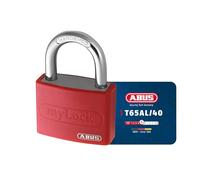 ABUS Candado T65AL/40 myLOCK - escribible - candado para taquilla - cuerpo de aluminio macizo - nivel de seguridad ABUS 5 - rojo