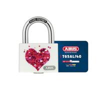 ABUS Candado T65AL/40 myLove - con motivo de corazón - escribible - candado para taquilla - cuerpo de aluminio macizo - nivel de seguridad ABUS 5 - rojo