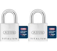 ABUS Candado Titalium AB64TI/30 - cuerpo del candado de aluminio especial - grillete de acero endurecido - nivel de seguridad 4 - plata, gris, 30mm (Paquete de 2)