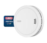 ABUS Prefira 5 - Detector de Humo Certificado, con Baterías Reemplazables Cada 5 Años, Botón de Prueba, Reducción de Falsas Alarmas Gracias a la Malla Antiinsectos, y Compensación por Suciedad
