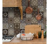 Abyssaly Azulejos adhesivos cocina y baño, Baldosas adhesivas pared Vinilo | 50 Piezas 15 x 15 cm Marrón Rojizo PVC Impermeable Pegatinas Azulejos adhesivo para Salpicadero Cocina Baño Patrón de Mosaico