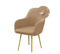 ABZDUNG Fundas elásticas for sillas de Comedor, Impermeables, de Jacquard, con Respaldo Curvo y reposabrazos, Funda for sillón Giratorio de tocador(Khaki,6 PCS)