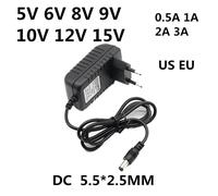 AC 110-240V DC 5V 6V 8V 9V 10V 12V 15V 0.5A 1A 2A 3A Adaptador de corriente universal Adaptador de cargador Eu Us para tiras de luz LED