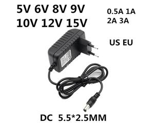 AC 110-240V DC 5V 6V 8V 9V 10V 12V 15V 0.5A 1A 2A 3A Adaptador de corriente universal Adaptador de cargador Eu Us para tiras de luz LED