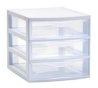 AC - Cajonera de Almacenamiento Guadiana con 3 cajones, Torre de Almacenamiento Multiusos para Oficina, hogar, Escuela, etc. 17,5 x 18 x 21,5 cm. Color Blanco.