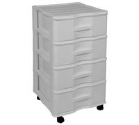 AC - Cajonera de Almacenamiento Wagon - 4 cajones - Torre de Almacenaje Multiusos para Oficina, hogar, Escuela - Fabricada en España - 67,5 x 37 x 39 cm - Gris Claro