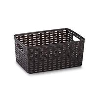 AC - Cesta Rattan N.º 3 - Fabricado en plástico - Almacenamiento de Ropa, Productos de Limpieza - Capacidad de 10 L - 16 x 33 x 22 cm - Color: Wengue