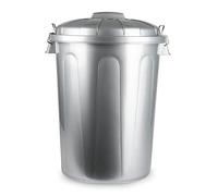AC - Cubo de Basura con Asas metálicas 70L - Exterior e Interior - Cubo Reciclar - Cubo de almacenaje - Fabricado en plástico Resistente. - Ideal para el hogar, Trabajo, hostelería, etc. (Plata)