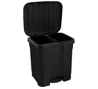AC - Cubo de Basura Ecológico 46L - Plástico Resistente - 2 Compartimentos con Cubos extraíbles y Pedal - Contenedor, Papelera Reciclaje - Fabricado en España (Antracita - 45,5 x 43,5 x 39 cm)