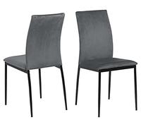 AC Design Furniture Devin Sillas de Comedor, Al.: 92 × An.: 43,5 × Prof.: 53 cm, Gris Oscura/Negra, Tela/Metálica, 4 Pzas.