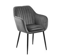 AC Design Furniture Wendy Silla de Comedor, Ancho 57 cm x Fondo 61 cm x Alto 83 cm, Color Gris Oscuro y Negro, Terciopelo y Metal, 1 Pieza