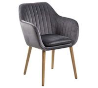 AC Design Furniture Wendy Silla de Comedor, Silla de Cocina Gris, Asiento de Velour y Patas de Madera Sobre Roble, Gris Oscuro o Natural, Al: 83 x An: 57 x Pr: 61 cm, 1 pieza