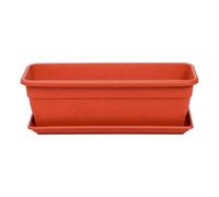 AC - Jardinera con Plato - Fabricado en Polipropileno - Macetero para Jardin - Maceta para Plantas y Flores Rectangular de Plástico con Agujeros de Drenaje - 50 cm - Color Marrón