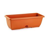 AC - Jardinera de plástico para balcón con Plato Integrado - Modelo PLFT - 8 litros - Fabricada en España (Marrón - 40 cm)