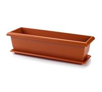 AC - Jardinera Rectangular con Plato Terracota - Fabricado en Plástico - PLFT - Apto para Exterior e Interior del hogar - 60 cm - Color Marrón