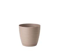AC - Maceta Redonda de 15 cm con Plato Discreto, Diseño Sahara, Fabricado en España, jardín Exterior, terraza o balcón, Color Topo