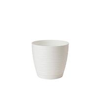 AC - Maceta Redonda de 15 cm con Plato Discreto, Diseño Sahara, Fabricado en España, jardín Exterior, terraza o balcón, Color Blanco