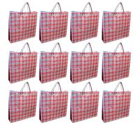 AC - Pack de 12 Bolsas plásticas de Rafia - Incluye Cremallera y Asas - Reutilizable, mudanzas, Almacenamiento de Ropa, Mantas - 70 x 65 x 25 cm - Color Aleatorio