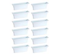 AC - Pack de 12 Jardineras de Plástico para Cementerio, Maceta Rectangular Resistente para Flores Naturales o Artificiales, Fabricado en España (Blanco - 30 cm)