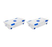 AC - Pack de 2 Cajas de ordenación de plástico Transparente N.º 11. Contenedor para almacenar Libros, Ropa, Mantas. Capacidad 30 litros. Dimensiones Aprox.: 73,2 x 41,2 x 17 cm