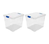 AC - Pack de 2 Cajas de ordenación de plástico Transparente N.º 17. Contenedor para almacenar Libros, Ropa, Mantas. Capacidad 35 litros. Dimensiones Aprox.: 42,2 x 35 x 35,5 cm