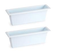 AC - Pack de 2 Jardineras de Plástico para Cementerio, Maceta Rectangular Resistente para Flores Naturales o Artificiales, Fabricado en España (Blanco - 30 cm)