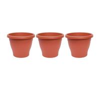 AC - Pack de 3 Macetas Mediterráneas - Plástico Resistente - Ideal para el Hogar, Plantas, Jardín, Decoración. - Cuidado de Plantas - Forma Redonda - 20 cm - Color Marrón