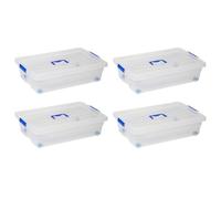 AC - Pack de 4 cajas de almacenamiento con ruedas Nº 2 - Plástico - Contenedor, guardar ropa, mantas, libros - Fabricado en España - 30 L - 59 x 39 x 16 cm - Transparente