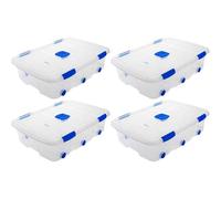AC - Pack de 4 Cajas de ordenación con Tapa y Ruedas de plástico Transparente N.º 14, Capacidad 56 litros. Dimensiones Aprox.: 76,2 x 55,9 x 18,2 cm