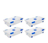 AC - Pack de 4 Cajas de ordenación de plástico Transparente N.º 11. Contenedor para almacenar Libros, Ropa, Mantas. Capacidad 30 litros. Dimensiones Aprox.: 73,2 x 41,2 x 17 cm