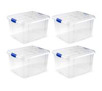AC - Pack de 4 Cajas de ordenación de plástico Transparente N.º 2. Contenedor para almacenar Libros, Ropa, Mantas. Capacidad 25 litros. Dimensiones Aprox.: 42,2 x 35 x 25,6 cm