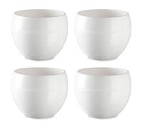 AC - Pack de 4 Macetas Redondas - Diseño Coco (Ø 20 cm) - Fabricado en plástico - Ideal para jardín Exterior, terraza o balcón - Color Blanco Roto