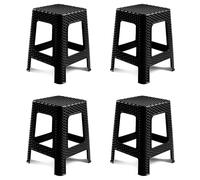 AC - Pack de 4 Taburetes Rattan de plástico - Fabricado en España - Diseño Efecto Mimbre hogar o el Trabajo - 45 x 36 x 36 cm - Color Negro