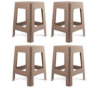 AC - Pack de 4 Taburetes Rattan de plástico - Fabricado en España - Diseño Efecto Mimbre hogar o el Trabajo - 45 x 36 x 36 cm - Color Marrón Topo