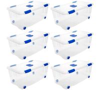 AC - Pack de 6 Cajas de ordenación con Tapa de plástico Transparente N.º 7. Contenedor para almacenar Libros, Ropa, Mantas. Capacidad 61 litros. Dimensiones Aprox.: 73,2 x 41,2 x 31 cm