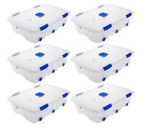AC - Pack de 6 Cajas de ordenación con Tapa y Ruedas de plástico Transparente N.º 14, Capacidad 56 litros. Dimensiones Aprox.: 76,2 x 55,9 x 18,2 cm
