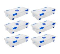 AC - Pack de 6 Cajas de ordenación de plástico Transparente N.º 11. Contenedor para almacenar Libros, Ropa, Mantas. Capacidad 30 litros. Dimensiones Aprox.: 73,2 x 41,2 x 17 cm