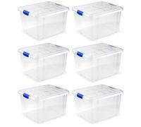 AC - Pack de 6 Cajas de ordenación de plástico Transparente N.º 2. Contenedor para almacenar Libros, Ropa, Mantas. Capacidad 25 litros. Dimensiones Aprox.: 42,2 x 35 x 25,6 cm