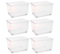 AC - Pack de 6 Cajas de ordenación de plástico Transparente Nº 19. Contenedor para almacenar Libros, Ropa, Mantas. Capacidad 150 litros. Dimensiones Aprox.: 48 x 79 x 60 cm