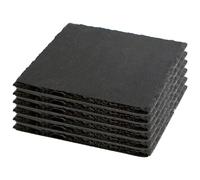 AC - Pack de 6 Platos de Pizarra - Forma Cuadrado - Platos Llanos de Piedra Natural para Servir Alimentos, quesos, Aperitivos - 15 x 15 cm