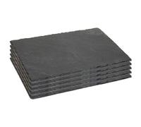 AC - Pack de 6 Platos de Pizarra - Forma Rectangular - Platos Llanos de Piedra Natural para Servir Alimentos, quesos, Aperitivos - 30 x 20 cm
